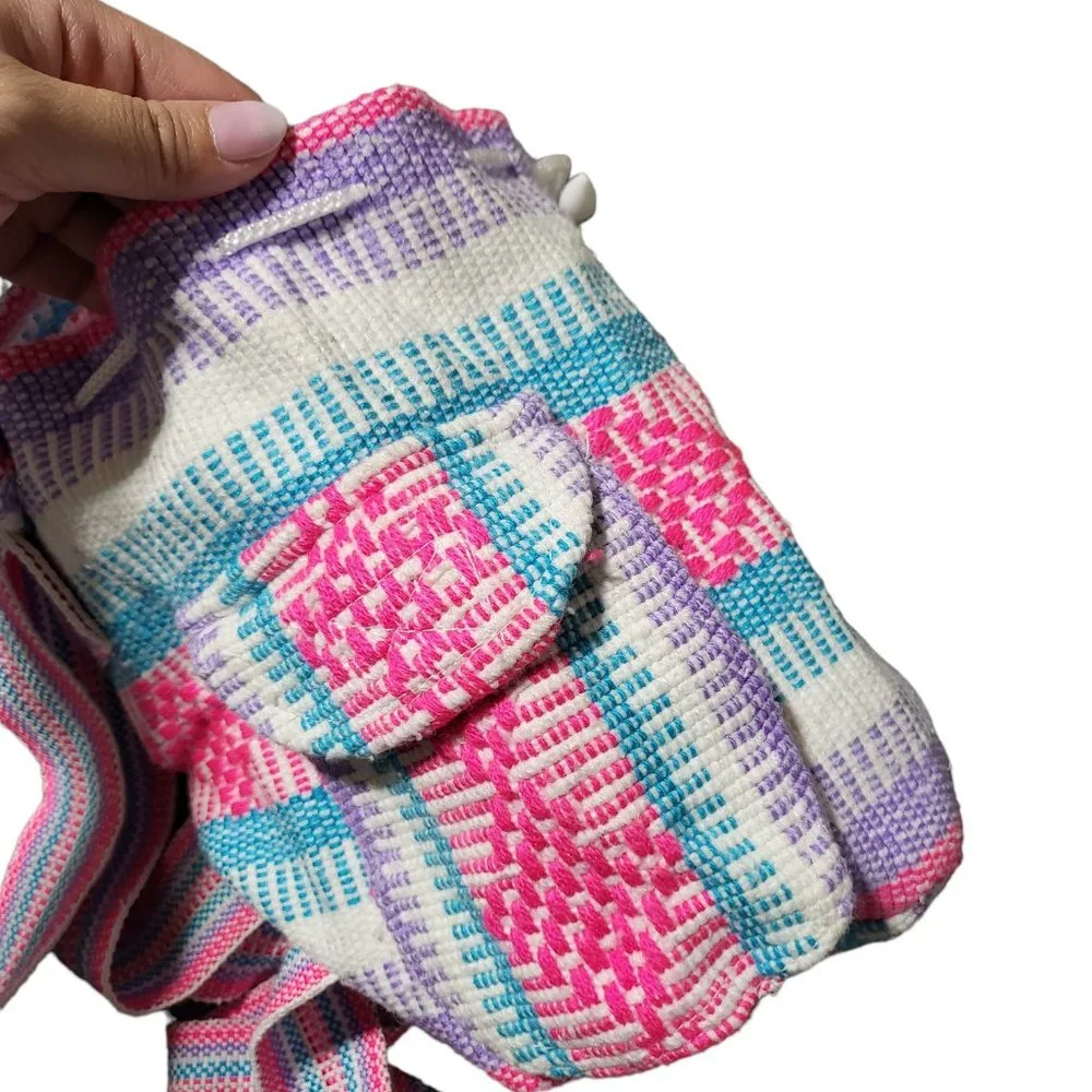 Disney Handwoven Minnie‎ Mouse Handmade Small Backpack in Pink and Blue